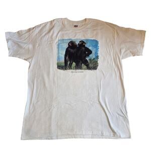 Vtg 90s National Geographic Chimpanzees Graphic T Shirt XL Anvil USA Blank